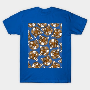 Tiger print pattern on a blue background T-Shirt